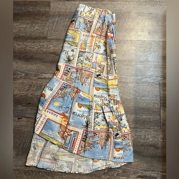 NWT Mlle Gabrielle Multicolor Postcard Print High Low Skirt - Picture 5 of 5